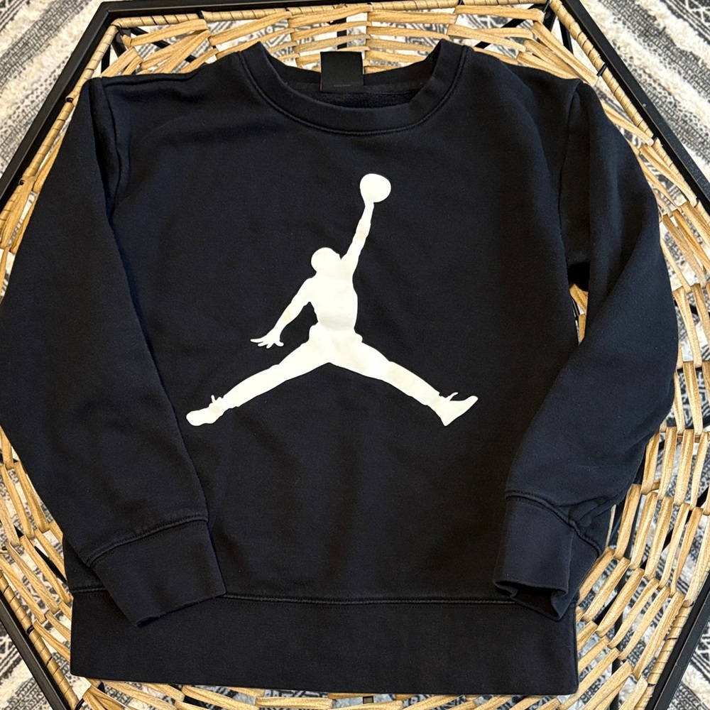 Jordan Crewneck Sweater in Black with White Logo